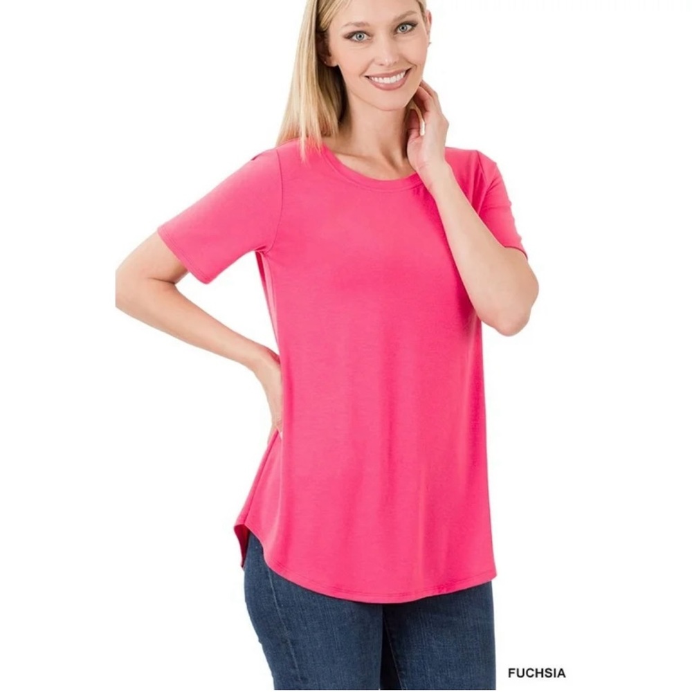 Zenana Relaxed Fit Casual Tee Medium Pink NWOT
